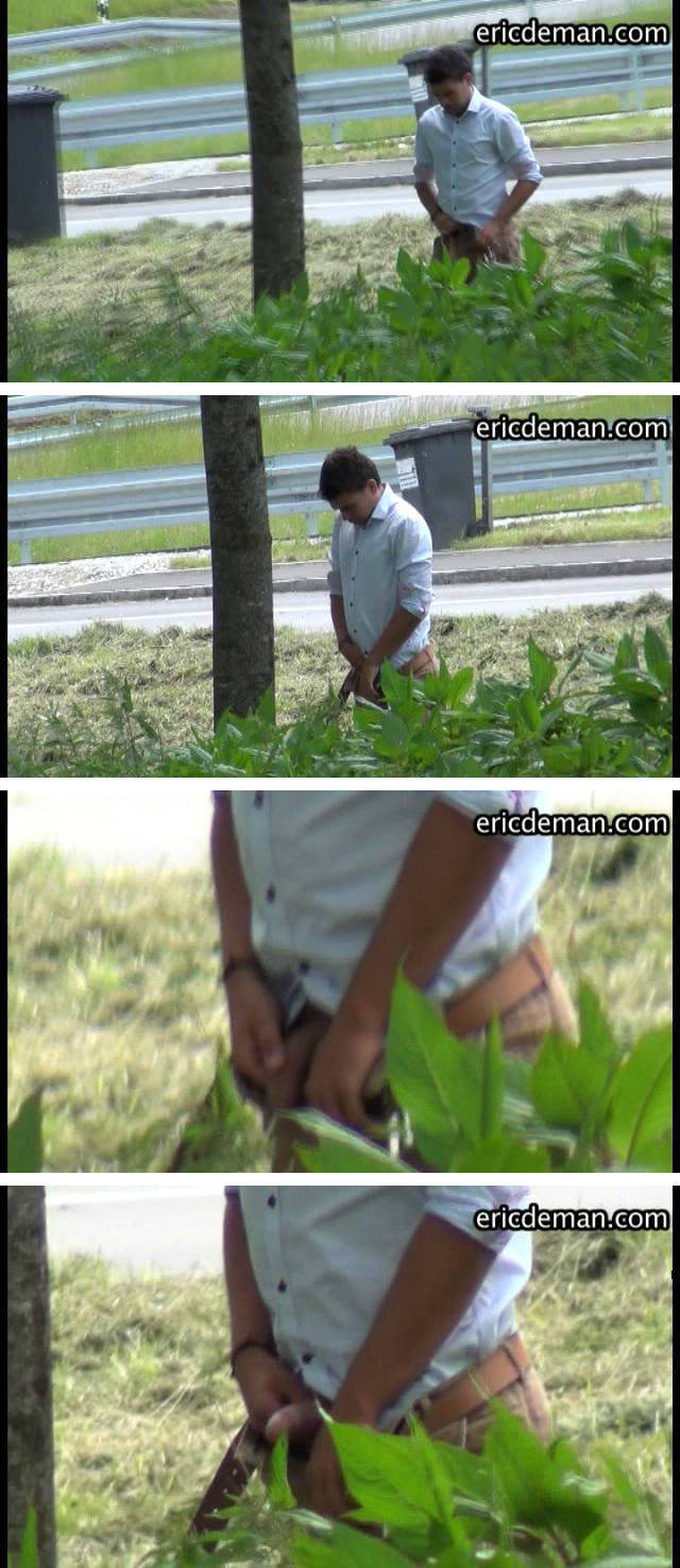 hidden cam guy peeing in the trees