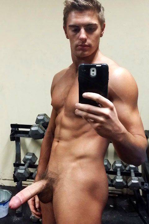 ex bf naked straight lad gym selfie hardon