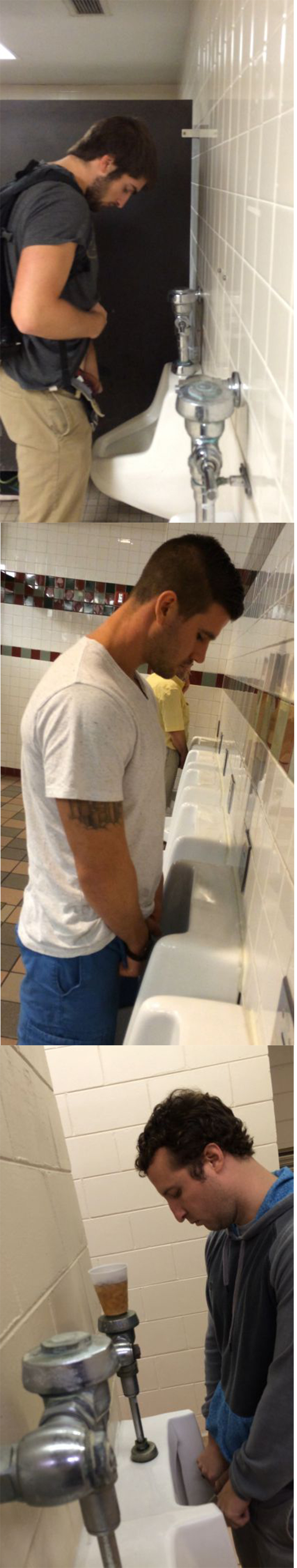 guys caught peeing public urinal