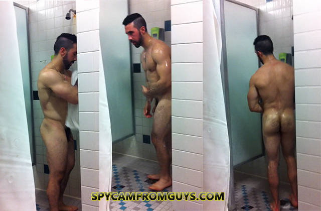 spycam sexy guy naked shower gym