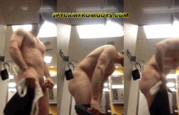 spycam stud changing lockerroom touching dick