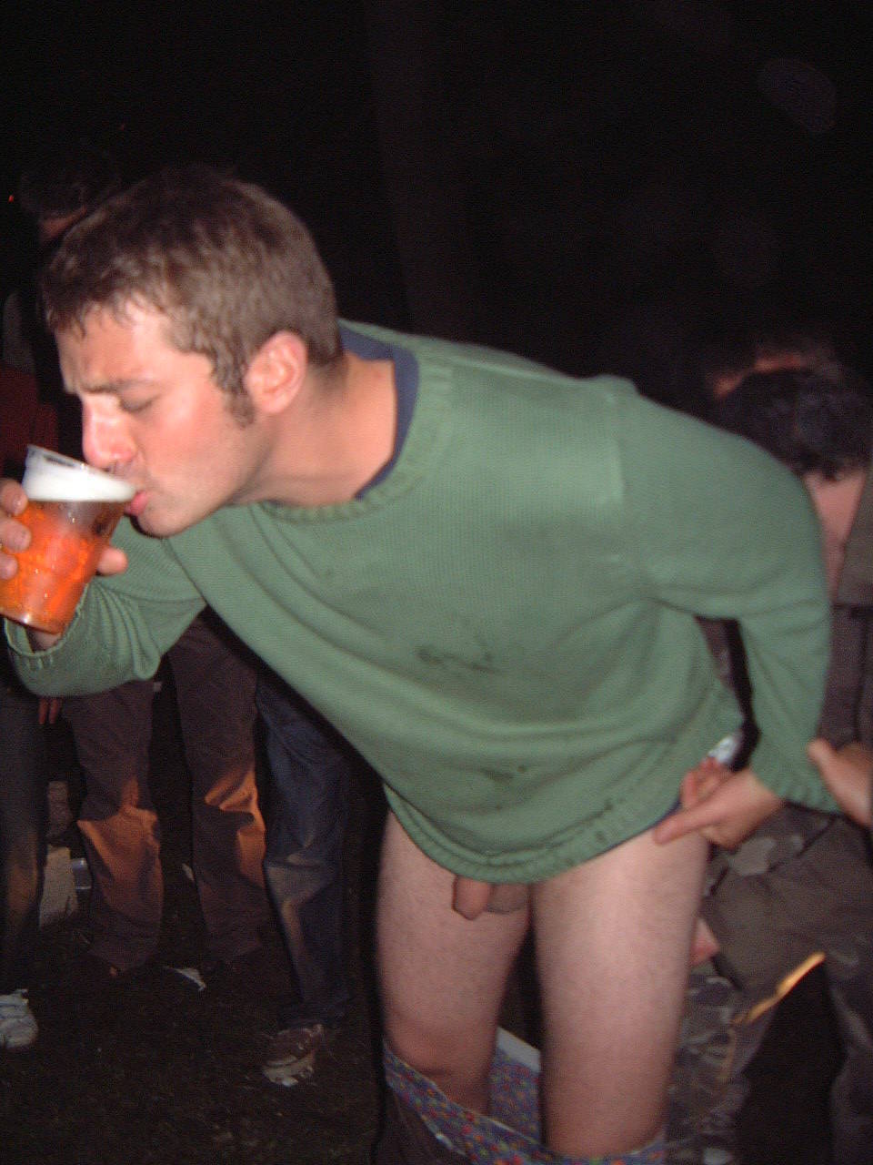 candid drunk guy dick out in public