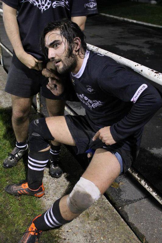 sport rugby player cock out