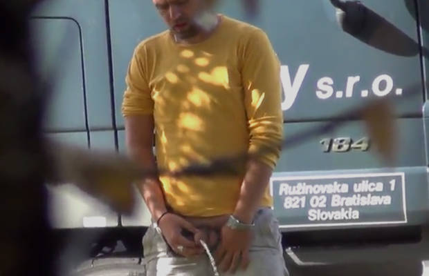spycam trucker caught peeing