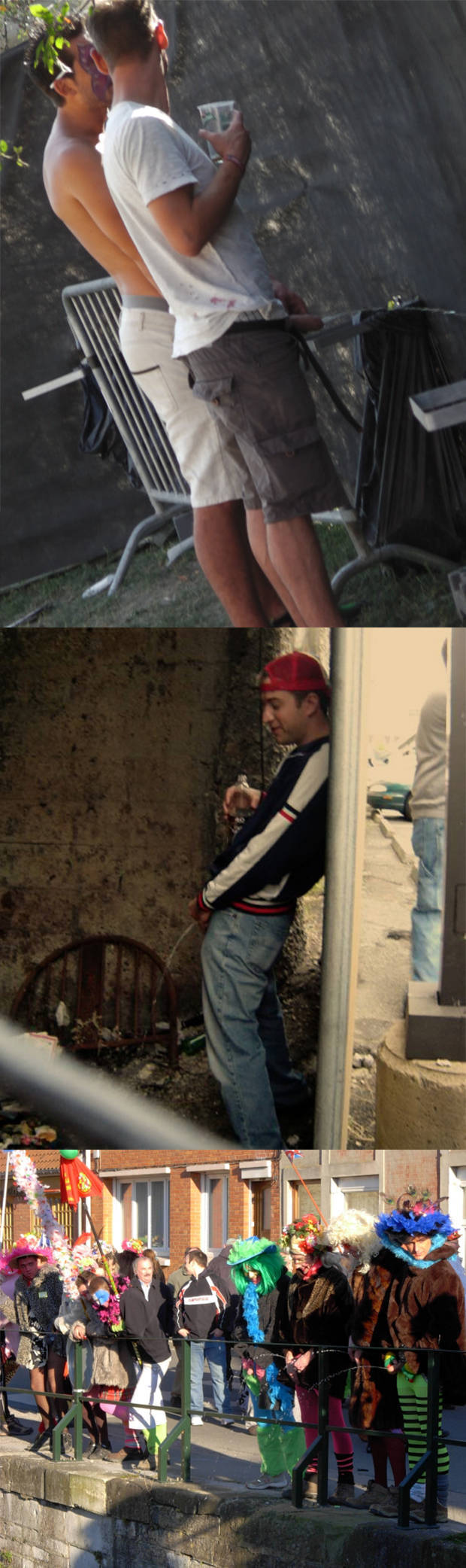 drunk guys peeing in public