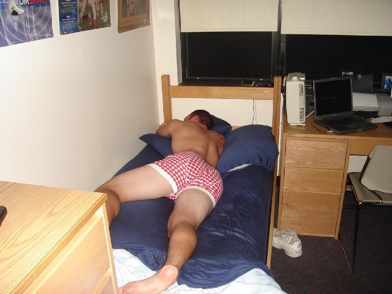 dude sleeping underwear