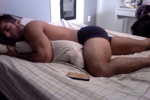 sexy hairy guy sleeping