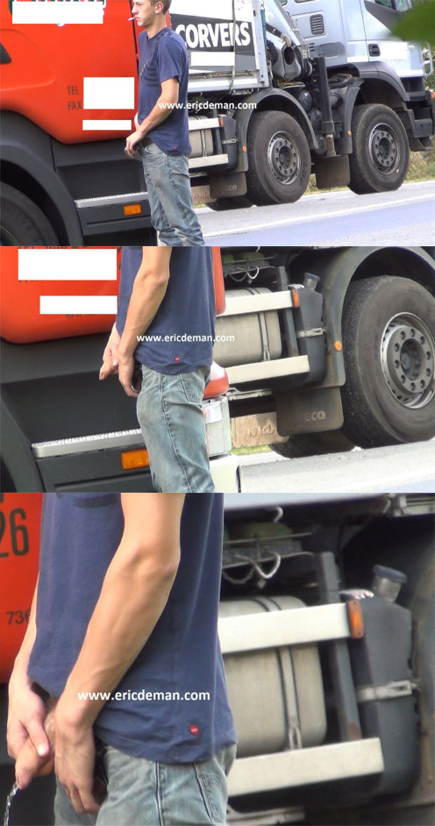 trucker peeing spycam