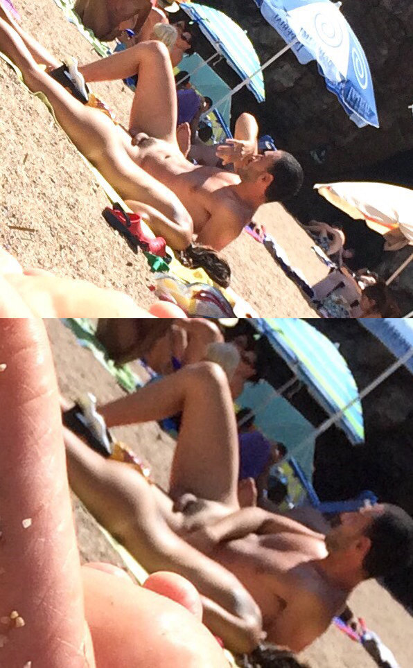 nudist guy caught on the beach