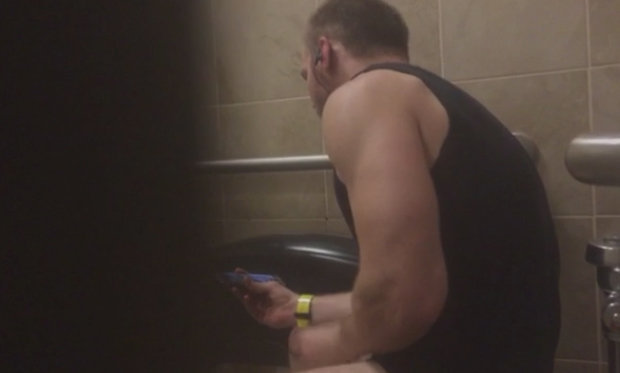 wanking guy public toilet
