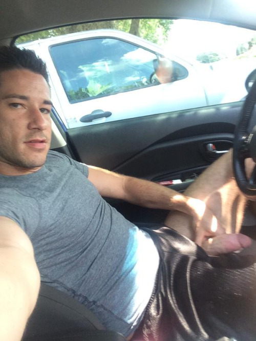 guy cock out car selfie