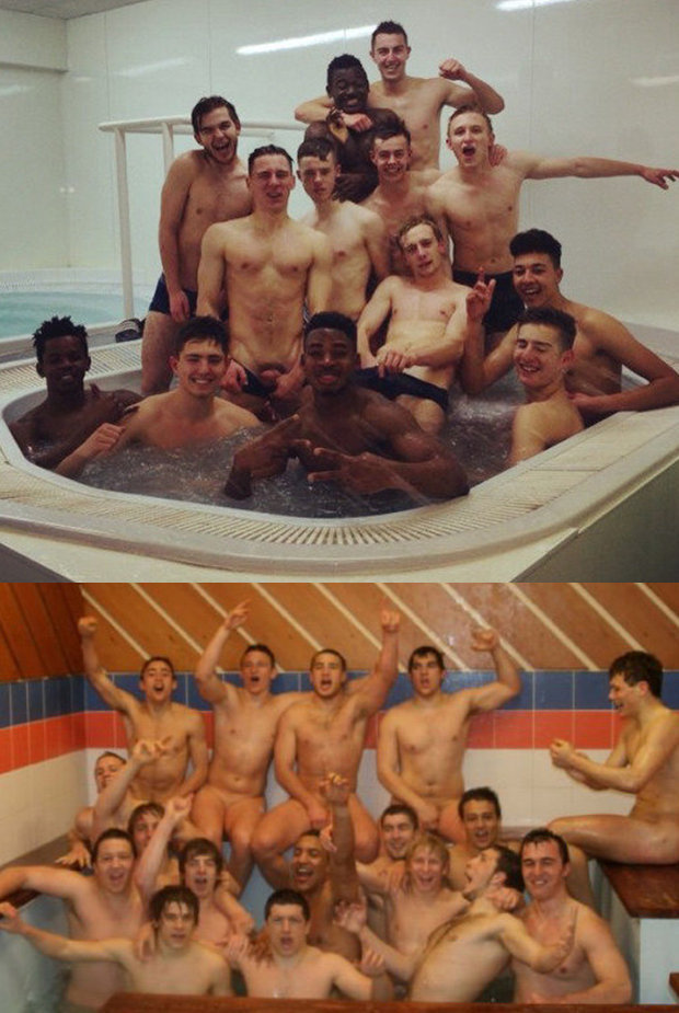 rugby player team naked bathtub