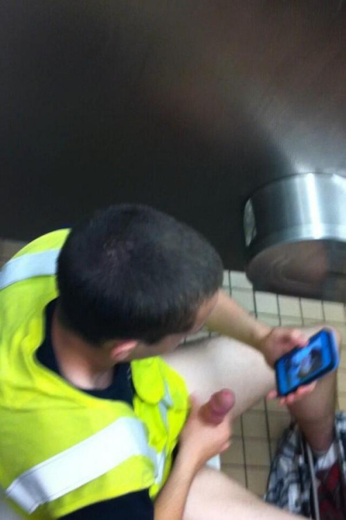 guy caught wanking toilet