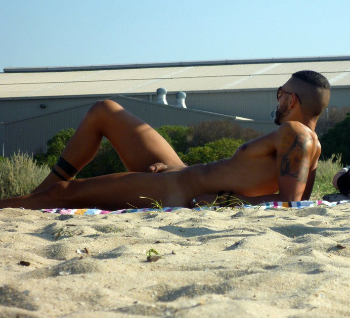 nude guy dick out beach