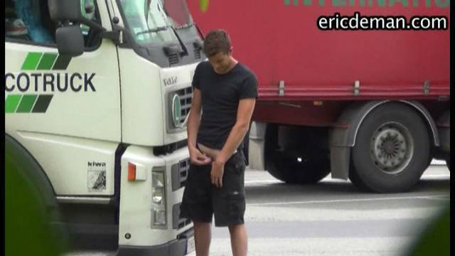 trucker peeing filmed spycam