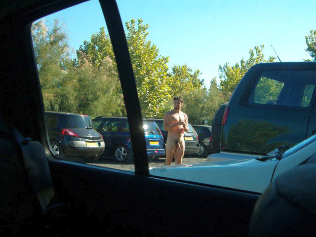 guy caught naked outdoor