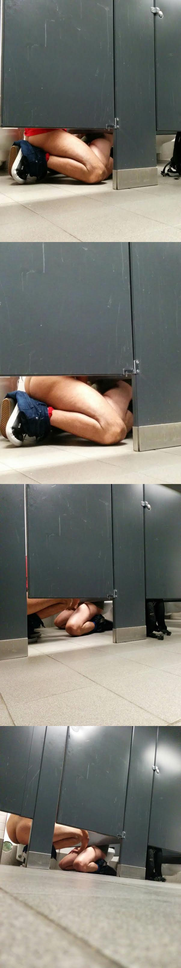 spycam guys under stall cruising toilet