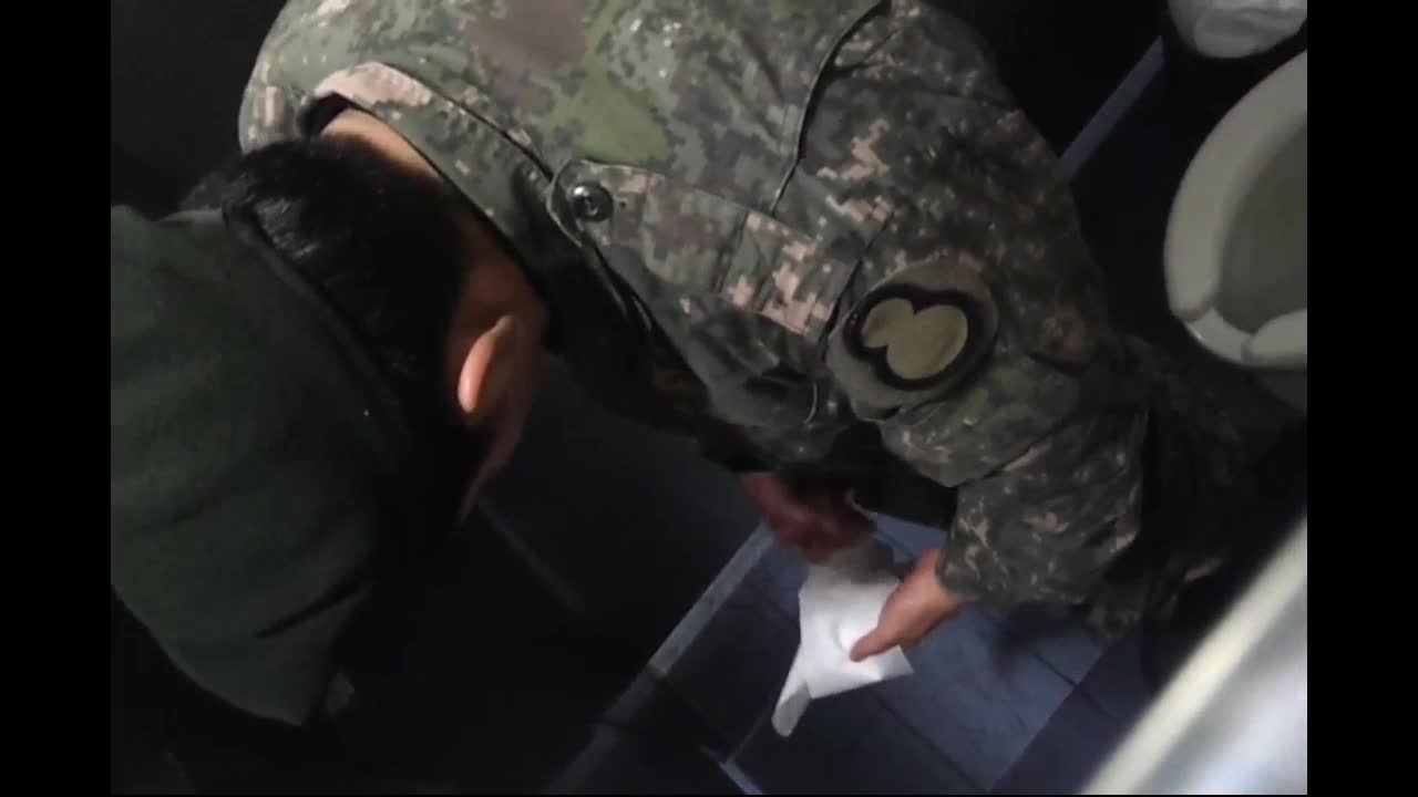 army guy caught wanking in toilet