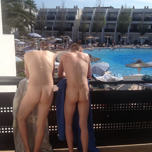 naked guys on the balcony