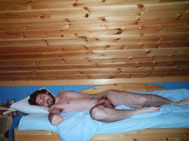 dude caught sleeping naked
