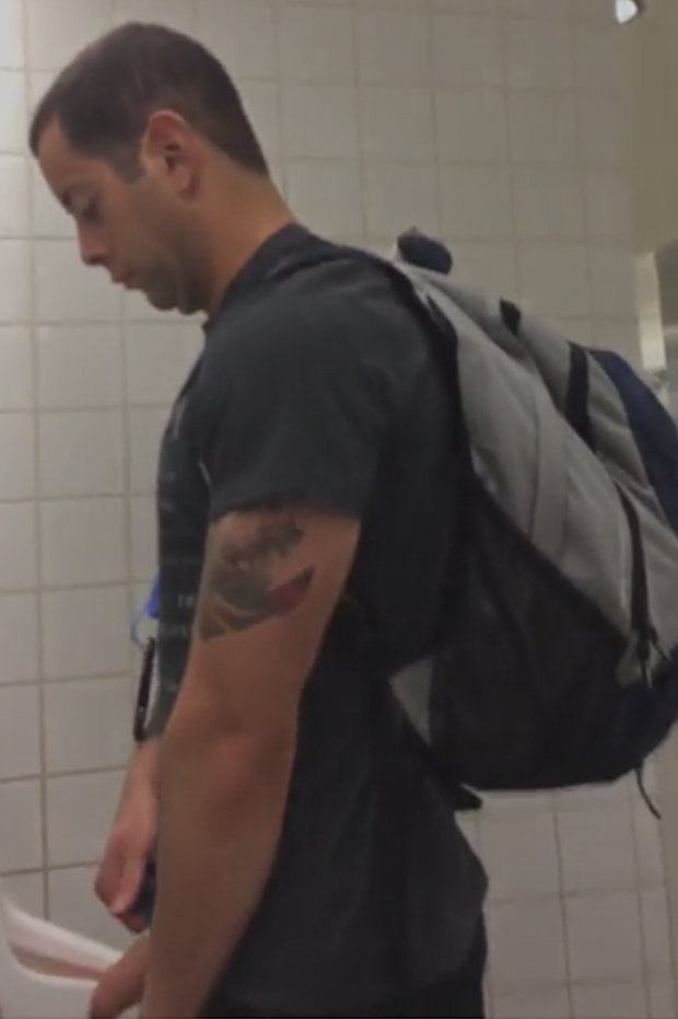 stud caught peeing urinals
