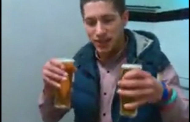 guy drinking beer lockerroom