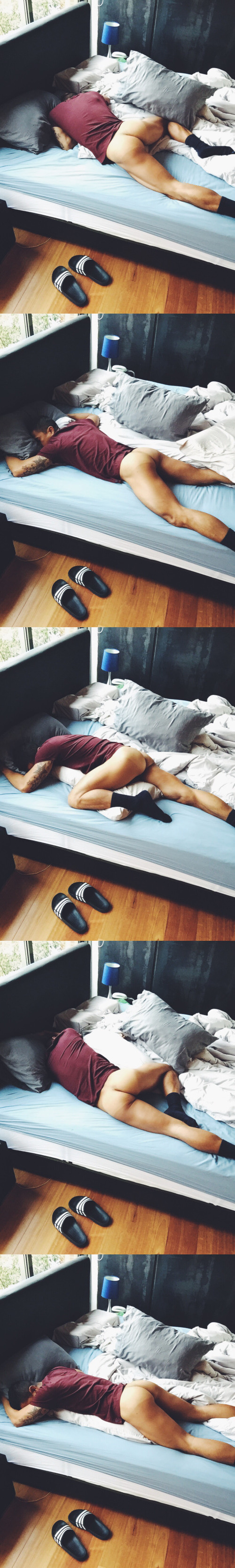 naked guy caught sleeping arse out