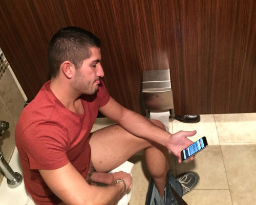 big cock guy caught toilet spycam