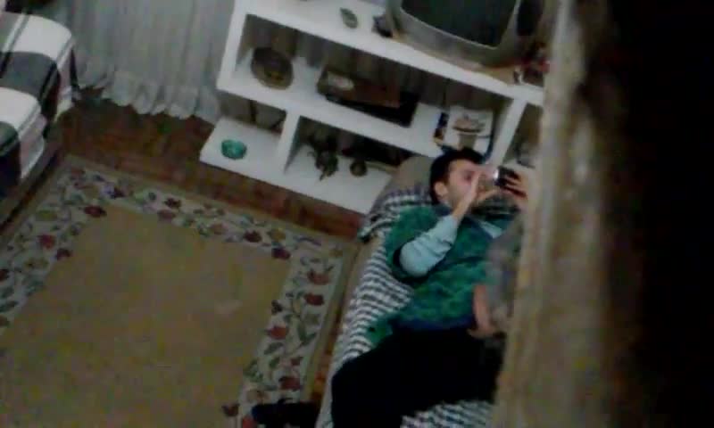 guy caught jerking bed