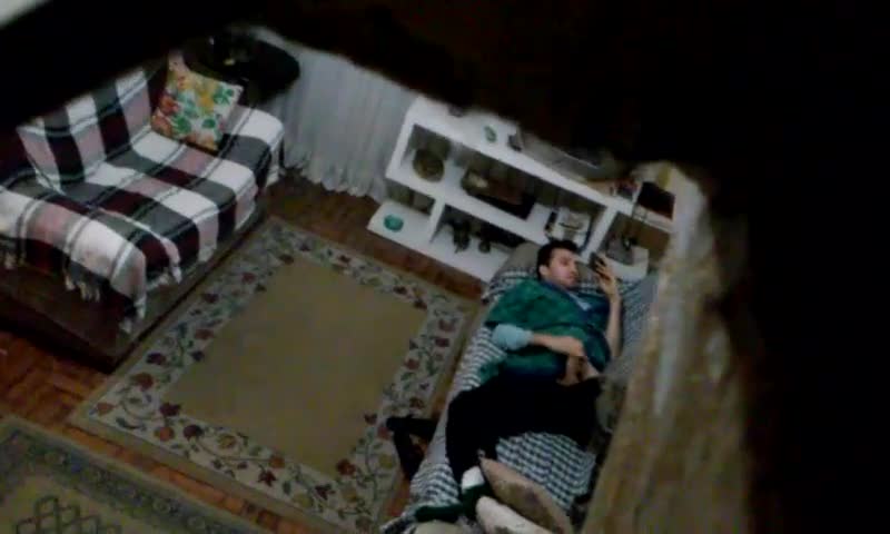 guy caught wanking bed