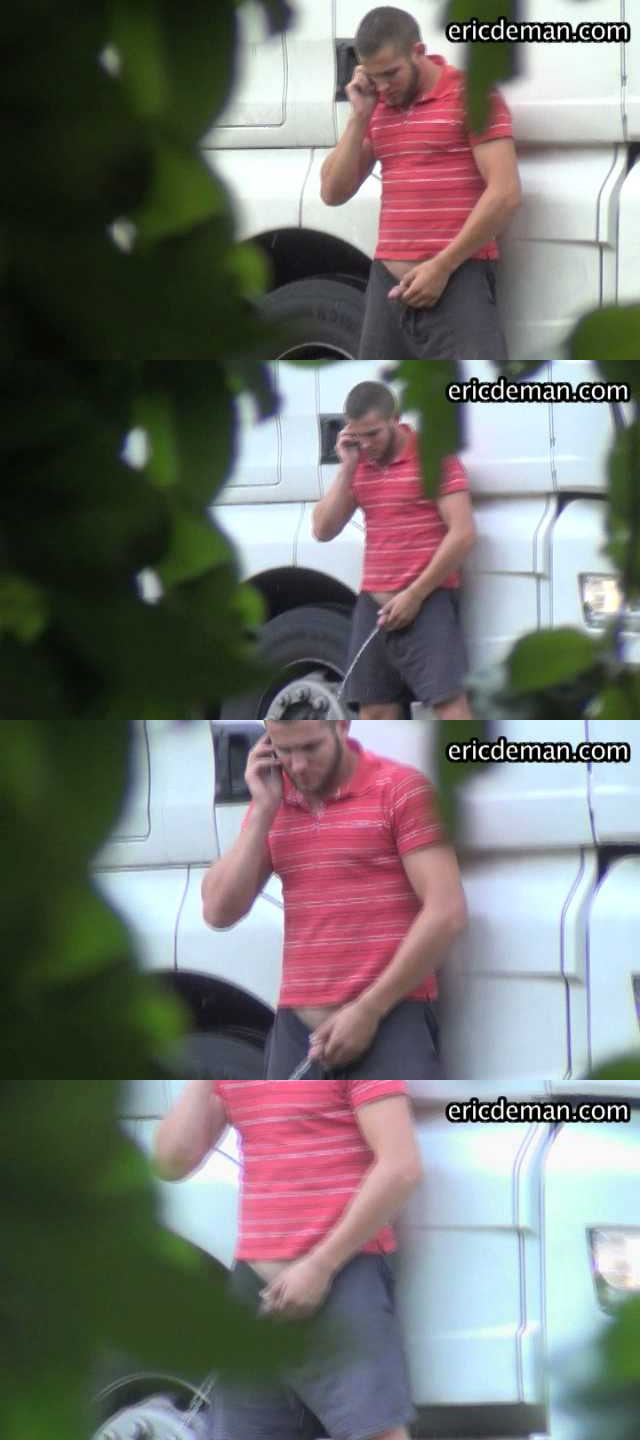 trucker guy peeing public
