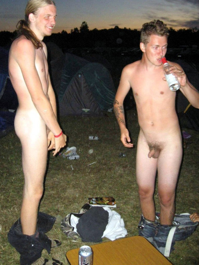 two guys naked outdoor