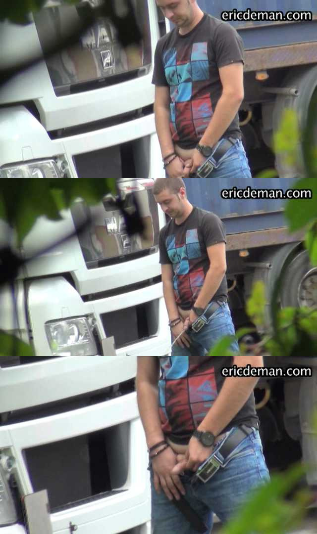 ericdeman uncut trucker caught peeing video