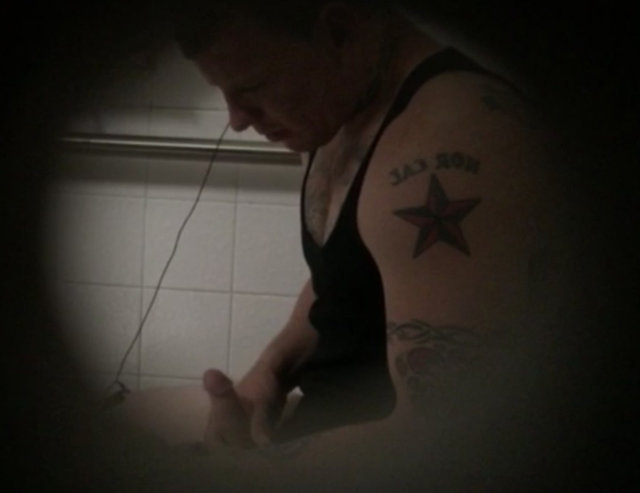 man wanking public bathroom spycam