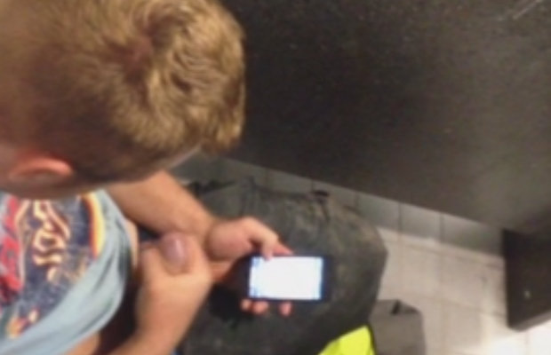 guy filmed spycam jerking public toilet
