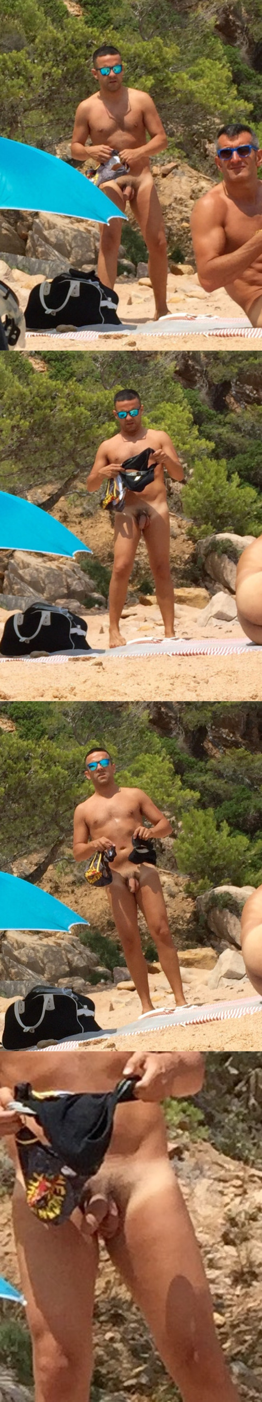 hung guy caught naked nudist beach spycam