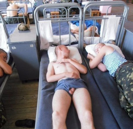 military guy sleeping balls out