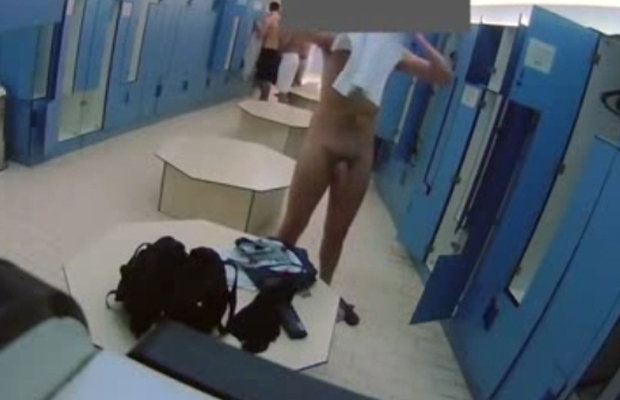 naked guy caught locker room spy cameras