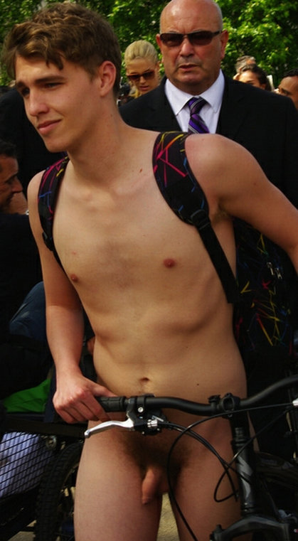 boy bike naked the Public on