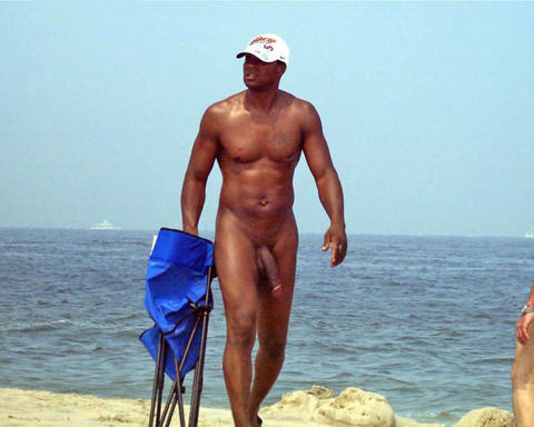 Finally a black nudist man at the beach