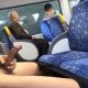 guy jerking his big dick on the train