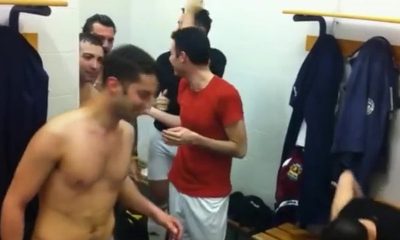 footballers in the locker room