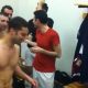 footballers in the locker room