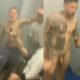 footballers naked in shower making a selfie video