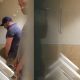 guy with big dick and balls caught peeing at urinal