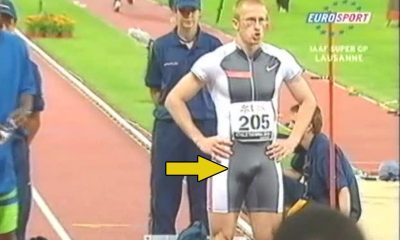 visible penis line from a cock bulge of a runner