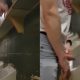 guy with boner peeing at urinal caught by spycam