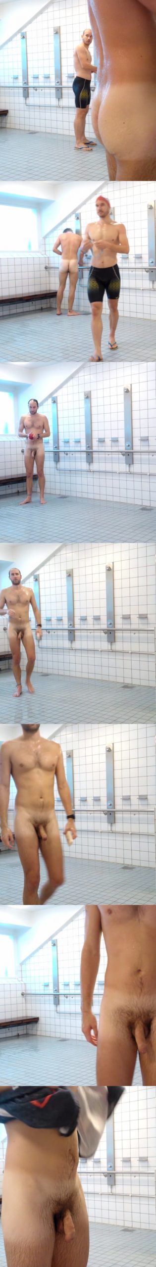 swimmer with big cock caught naked in shower