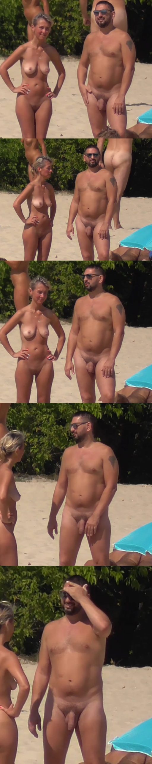 nudist man with huge cock caught at naturist beach by spycam