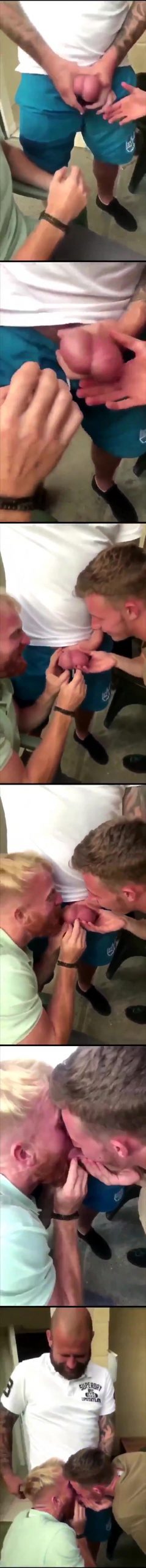 straight guys playing with balls of his friend